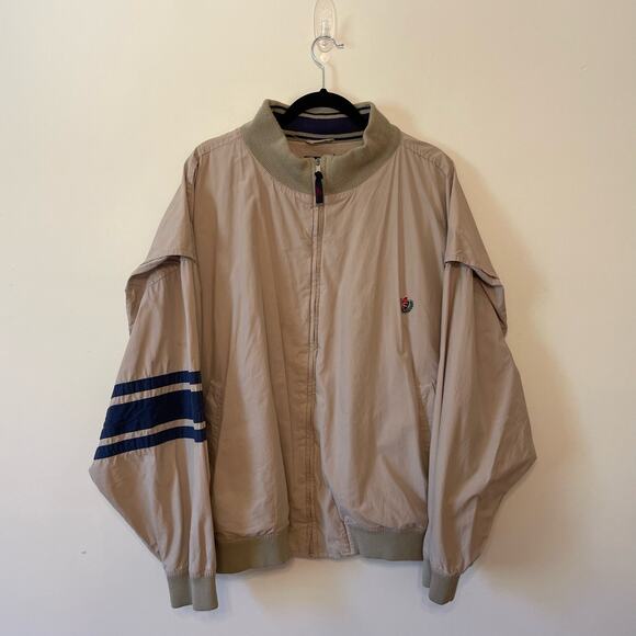 Vintage Catalina 3X cream raincoat jacket turtleneck cotton embroidered casual
